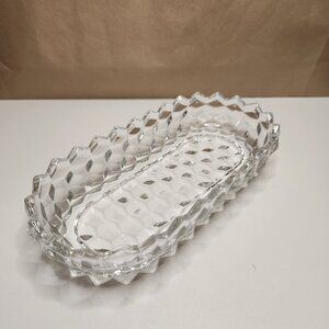 VINTAGE Fostoria Clear Glass Pickle Tray Condiment Bowl Decorative Serving Dish